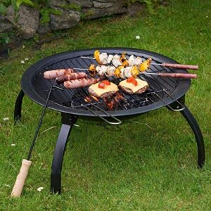 Garden Fire Pit Portable Grill Barbecue Rack Outdoor Fire Pit 42 Inch Large Bonfire Wood Burning Patio & Backyard Firepit for with Round Spark Screen with Cover BBQ Cooking for Camping Backyard