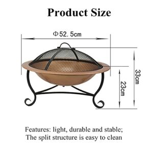 LEAYAN Garden Fire Pit Grill Bowl Grill Barbecue Rack Outdoor Fire Pit Bowl,Round Fire Pit Wood Burning,Patio Firebowl with Spark Screen-20 Inch Fire Bowl with Metal Tripod,Rose Gold Color