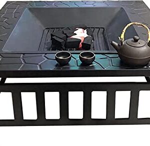 LEAYAN Garden Fire Pit Grill Bowl Grill Barbecue Rack Fire Pit Outdoor Wood-Burning fire Pit Table, Villa Courtyard Three-in-one Barbecue, ice Pit, Heater Square fire Pit