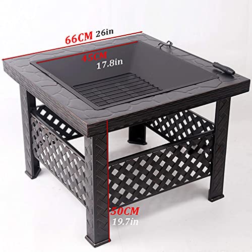 LEAYAN Garden Fire Pit Grill Bowl Grill Barbecue Rack Fire Pits Outdoor Terrace Burning Fire Pit Bowl Barbecue Table, Terrace Patio Lawn Backyard Barbecue Party Bonfire Outdoor Fireplace, 66cm