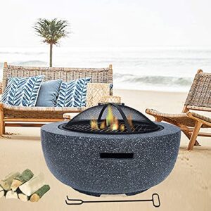 LEAYAN Garden Fire Pit Grill Bowl Grill Barbecue Rack Wood Burning Fire Pit BBQ Grill Firepit Bowl Outdoor Heaters & Fire Pits Table Top Fire Pit Outdoor with Grill Grate for Camping/Outdoor Heating
