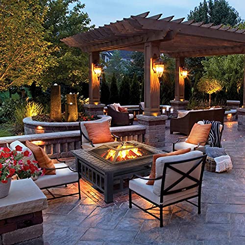 LEAYAN Garden Fire Pit Grill Bowl Grill Barbecue Rack Fire Pit Outdoor fire Pit, Courtyard Decoration fire Pit Table, Home Wood-Burning Heating fire Pit, Barbecue Grill, 31 inches