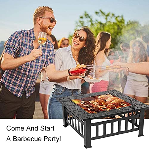 LEAYAN Garden Fire Pit Grill Bowl Grill Barbecue Rack Fire Pit Outdoor fire Pit, Courtyard Decoration fire Pit Table, Home Wood-Burning Heating fire Pit, Barbecue Grill, 31 inches