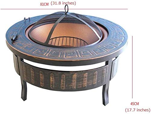 LEAYAN Garden Fire Pit Portable Grill Barbecue Rack Firepit Garden Metal Fire Pit Brazier Cover Backyard Patio Heater with Spark Outdoor Table Indoor and Outdoor with Cover BBQ Cooking for Camping