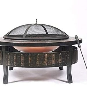 LEAYAN Garden Fire Pit Portable Grill Barbecue Rack Firepit Garden Metal Fire Pit Brazier Cover Backyard Patio Heater with Spark Outdoor Table Indoor and Outdoor with Cover BBQ Cooking for Camping