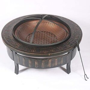 LEAYAN Garden Fire Pit Portable Grill Barbecue Rack Fire Pit Tables for Patio, BBQ Grill, Heat-Resistant Coating, Outdoor Entertainment, Campfire Pit with Cover BBQ Cooking for Camping Backyard