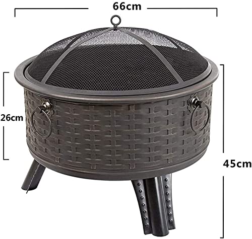 LEAYAN Garden Fire Pit Grill Bowl Grill Barbecue Rack Outdoor Fire Pit, Wood Burning Fire Pit with Spark Screen, Steel Fire Pit, Fire Pits for Outside, Bonfire, Party, BBQ, Patio & Garden, Black