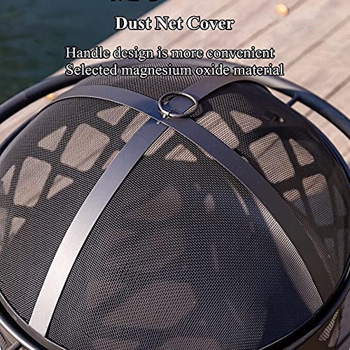 LEAYAN Garden Fire Pit Grill Bowl Grill Barbecue Rack 30" Fire Pit,Outdoor Bonfire Wood Burning Fire Pits w/Spark Screen Large Steel Patio Fireplace for Backyard Garden Beach Camping Park