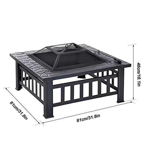 LEAYAN Garden Fire Pit Grill Bowl Grill Barbecue Rack Fire Pit Outdoor fire Pit Table, Household Heater, Wood Burning fire Pit, Patio Barbecue fire Bowl, 31 inches