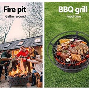 LEAYAN Garden Fire Pit Portable Grill Barbecue Rack Pits Fire Bowl with Handles,Removable Metal Fire Basket with Fire Fork, Patio Garden Multifunctional Fire Pit for Heating/BBQ for Camping