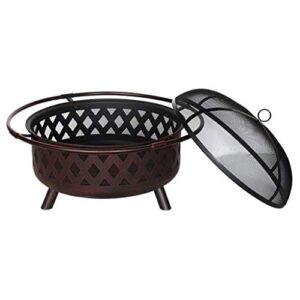 YUFBI Fire Pit 36" Fire Pit Outdoor Large Steel Wood Burning Fire Pits Bowl BBQ Grill Firepit for Outside with Spark Screen Cooking Grid Poker for Backyard Garden Furnace (Color : Black)