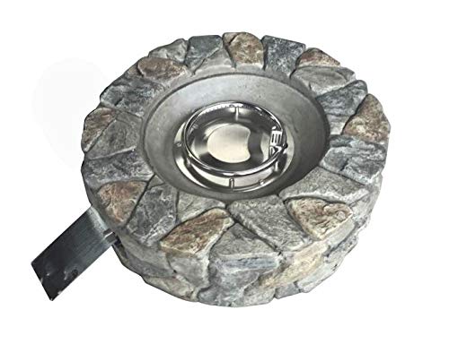 Teamson Home Round Stone Look Propane Gas Fire Pit Fire Table with ETL Certification, PVC Cover and Lava Rocks for Outdoor Patio Garden Backyard Decking Décor, 40,000 BTU, 28 inch Length, Gray