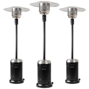 pionous 46,000 btu outdoor power propane heater with wheels, suitable for potluck, hotel, gardens, homes, parties, cruises- black, 3 set