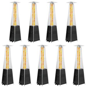pionous 48,000 btu glass flame tube pyramid patio heater with cover and wheels for deck, commercial, garden, fishing – black, 9 set