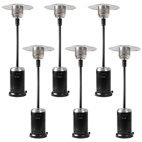 PIONOUS 46,000 BTU Outdoor Power Propane Heater with Wheels, suitable for Potluck, Parties, Hotel, Gardens, Homes, Cruises- Black, 6 Set