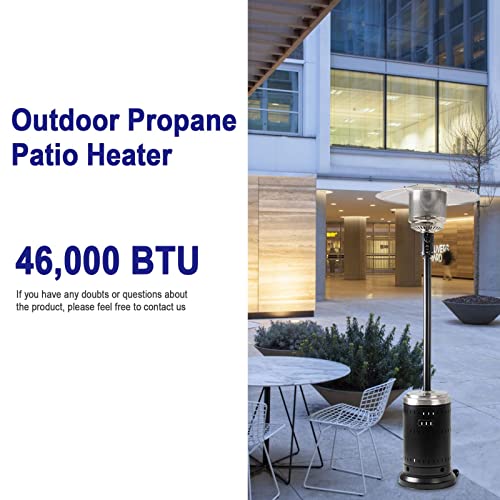 PIONOUS 46,000 BTU Outdoor Power Propane Heater with Wheels, suitable for Potluck, Parties, Hotel, Gardens, Homes, Cruises- Black, 6 Set