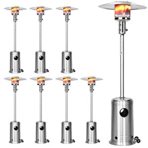 romonica 48,000btu outdoor patio heater tall standing hammered finish garden outdoor heater propane standing, stainless steel outdoor space gas heater with wheels, silvery – 8 set