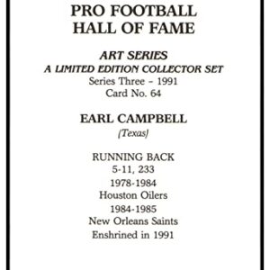 Earl Campbell Signed Goal Line Art Card GLAC Autographed Oilers PSA/DNA