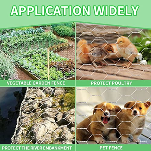 Chicken Wire 13.7 in x 236 in Poultry Wire Netting Hexagonal Galvanized Mesh Garden Fence Barrier for Craft Projects, Pet Rabbit Chicken Fencing