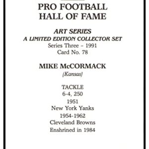 Mike McCormack Signed Goal Line Art Card GLAC Autographed Browns PSA/DNA