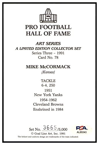 Mike McCormack Signed Goal Line Art Card GLAC Autographed Browns PSA/DNA