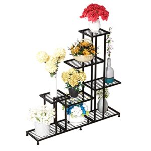 Metal Plant Stand, 5 Tiers Multifunctional Plant Stands for Indoor Plants, Decorative Black Steel Plant Shelf for Indoor Outdoor Patio Garden Balcony and Yard(5 tiers 12 pots)