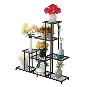 Metal Plant Stand, 5 Tiers Multifunctional Plant Stands for Indoor Plants, Decorative Black Steel Plant Shelf for Indoor Outdoor Patio Garden Balcony and Yard(5 tiers 12 pots)