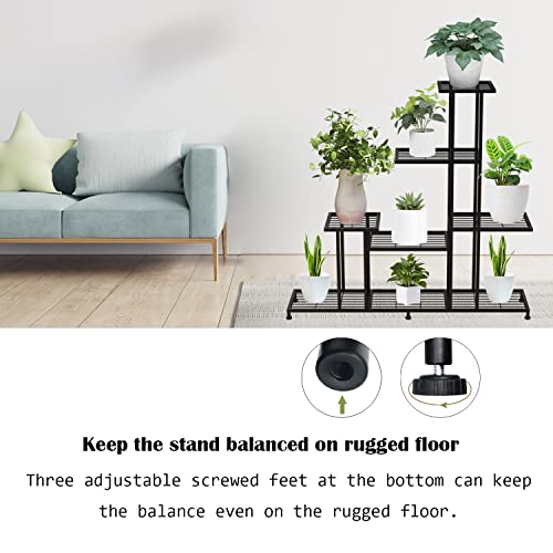 Metal Plant Stand, 5 Tiers Multifunctional Plant Stands for Indoor Plants, Decorative Black Steel Plant Shelf for Indoor Outdoor Patio Garden Balcony and Yard(5 tiers 12 pots)