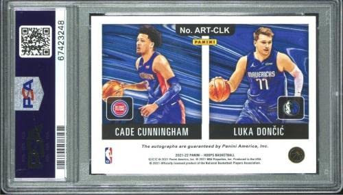 Cade Cunningham Rc Luka Doncic Nba Hoops Art 2021-22 Dual Autograph Psa 10 Auto - Basketball Slabbed Autographed Cards