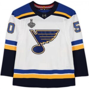 Jordan Binnington St. Louis Blues Autographed White Adidas Authentic Jersey with 2019 Stanley Cup Final Patch - Autographed NHL Jerseys