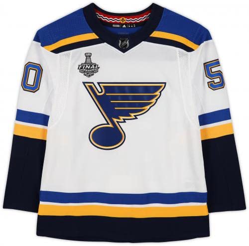 Jordan Binnington St. Louis Blues Autographed White Adidas Authentic Jersey with 2019 Stanley Cup Final Patch - Autographed NHL Jerseys