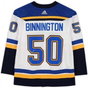 Jordan Binnington St. Louis Blues Autographed White Adidas Authentic Jersey with 2019 Stanley Cup Final Patch - Autographed NHL Jerseys