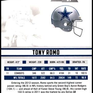 2012 Panini Rookies and Stars #37 Tony Romo NM-MT Dallas Cowboys Official NFL Football Trading Card