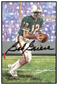 bob griese signed goal line art card glac autographed dolphins psa/dna