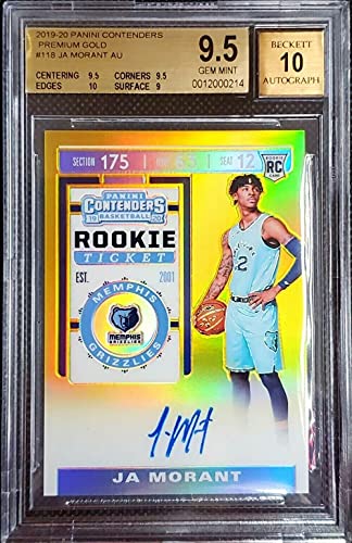 Ja Morant 2019-20 Contenders Premium Gold Prizm Rookie Auto #/10 Bgs 9.5/10 Gem - Basketball Slabbed Autographed Rookie Cards