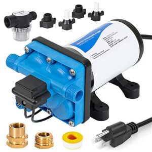 dc house 5.5gpm 55psi high pressure water pump 110v include 3/4″ garden hose adapters, power plug, water pressure booster pump for home irrigation transfer washdown