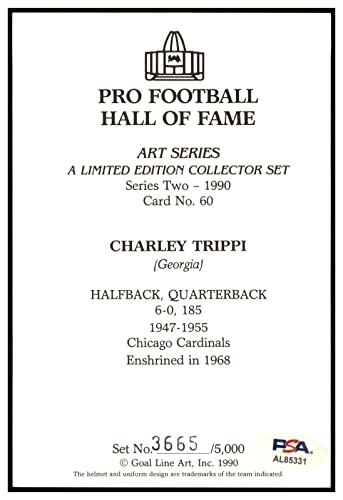 Charley Trippi Signed Goal Line Art Card GLAC Autographed Cardinals PSA/DNA