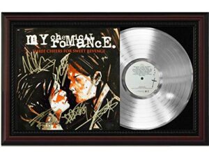my chemical romance three cheers for sweet revenge cherrywood framed silver lp record signature display m4