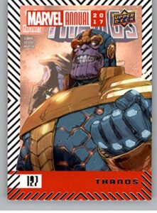 2018 upper deck marvel annual #127 thanos sp short print marvel thanos superhero trading card in raw (nm near mint or better) condition