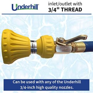 Underhill Garden Hose Shut Off Valve 3/4-Inch Hose Thread, Brass Hose Nozzle Connector, Attachment, Heavy-Duty Fittings, CV075H