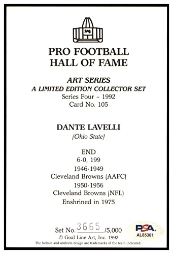 Dante Gluefingers Lavelli Signed Goal Line Art Card GLAC Autographed Browns PSA