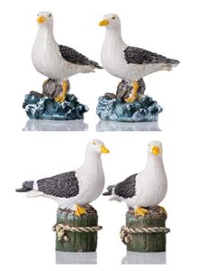 homerry garden bird statue – 4pcs small seagull décor birds figurines ornaments – best indoor outdoor statues yard art figurines for patio lawn house