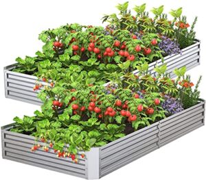 mr ironstone 2 pcs 6x3x1ft galvanized metal raised garden bed for vegetables, outdoor garden raised planter box, backyard patio planter raised beds for flowers, herbs, fruits