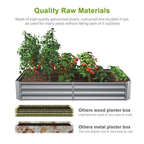 Mr IRONSTONE 2 pcs 6x3x1ft Galvanized Metal Raised Garden Bed for Vegetables, Outdoor Garden Raised Planter Box, Backyard Patio Planter Raised Beds for Flowers, Herbs, Fruits