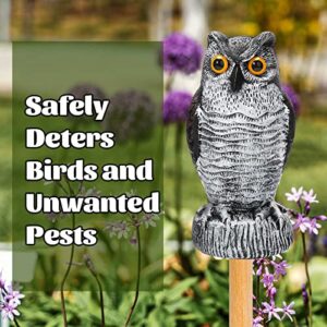 3 Pack Owl Decoy to Scare Birds Away, Fake Owl Scarecrows, Pigeon Deterrent, Plastic Owl Statue for Outdoor Garden Yard
