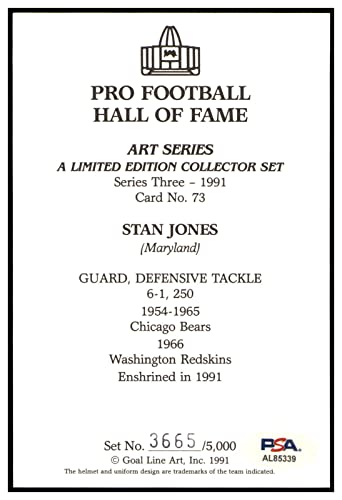 Stan Jones Signed Goal Line Art Card GLAC Autographed Bears PSA/DNA