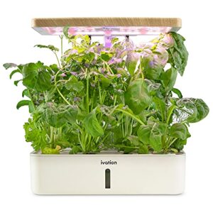 ivation 12-pod indoor hydroponics growing system kit with led grow light, herb garden planter for herbs, vegetables, plants flowers and fruit