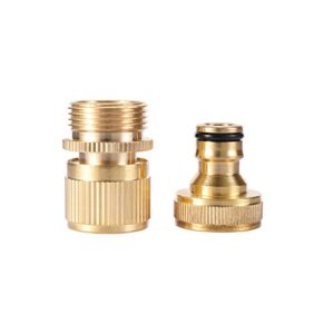 3Sets Garden Hose Quick Connect 3/4 inch GHT Brass Easy Connector Fitting - Quick Disconnect Hose Fittings Male and Female (3Pair)