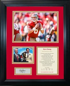 framed steve young hall of fame facsimile laser engraved signature auto san francisco 49ers 12″x15″ photo collage