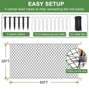 Bird Netting - 25’ x 50’ Garden Netting with 1” Square Mesh as Poultry Netting for Chicken Coop Roof, Heavy Duty Bird Netting for Garden Protection, Nylon Garden Mesh Netting for Fruit Tree, Bushes